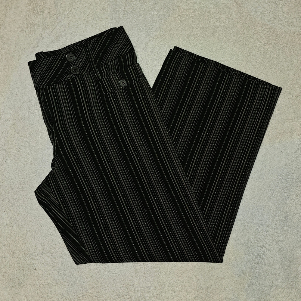 ANN TAYLOR LOFT Black/Purple/White Striped Capris
